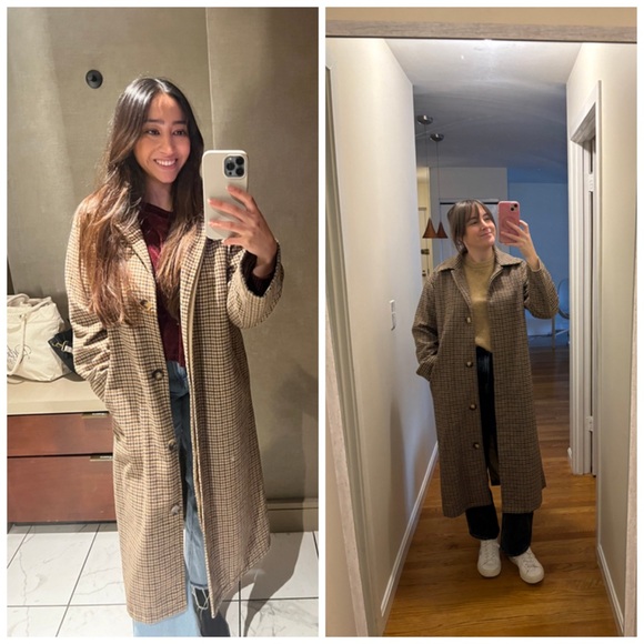 Anthropologie Jackets & Blazers - Anthropologie If By Sea Menswear Plaid Overcoat City Coat Brown Academia Small s